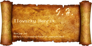 Ilovszky Henrik névjegykártya